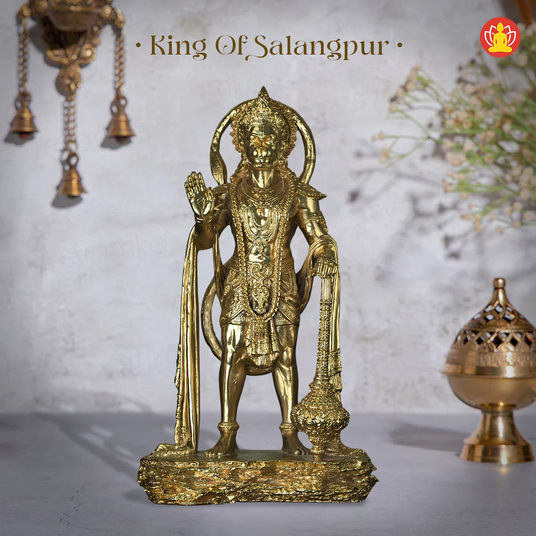 King of Salangpur - Hanumanji Idol (10-inch, Gold Polyresin)