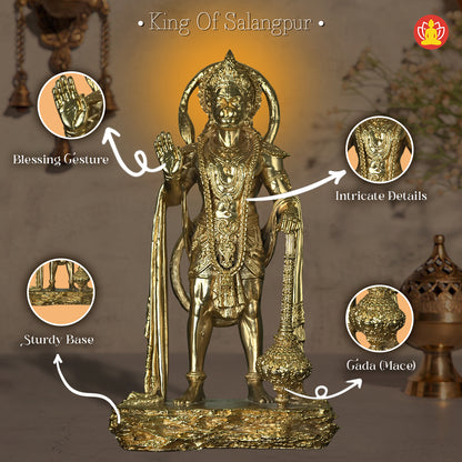 King of Salangpur - Hanumanji Idol (10-inch, Gold Polyresin)